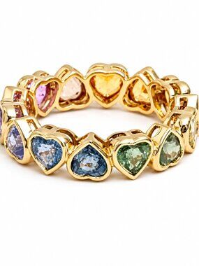 Heart-Shaped Multicolor 14K (18K Custom) Sapphire Eternity Band Ring